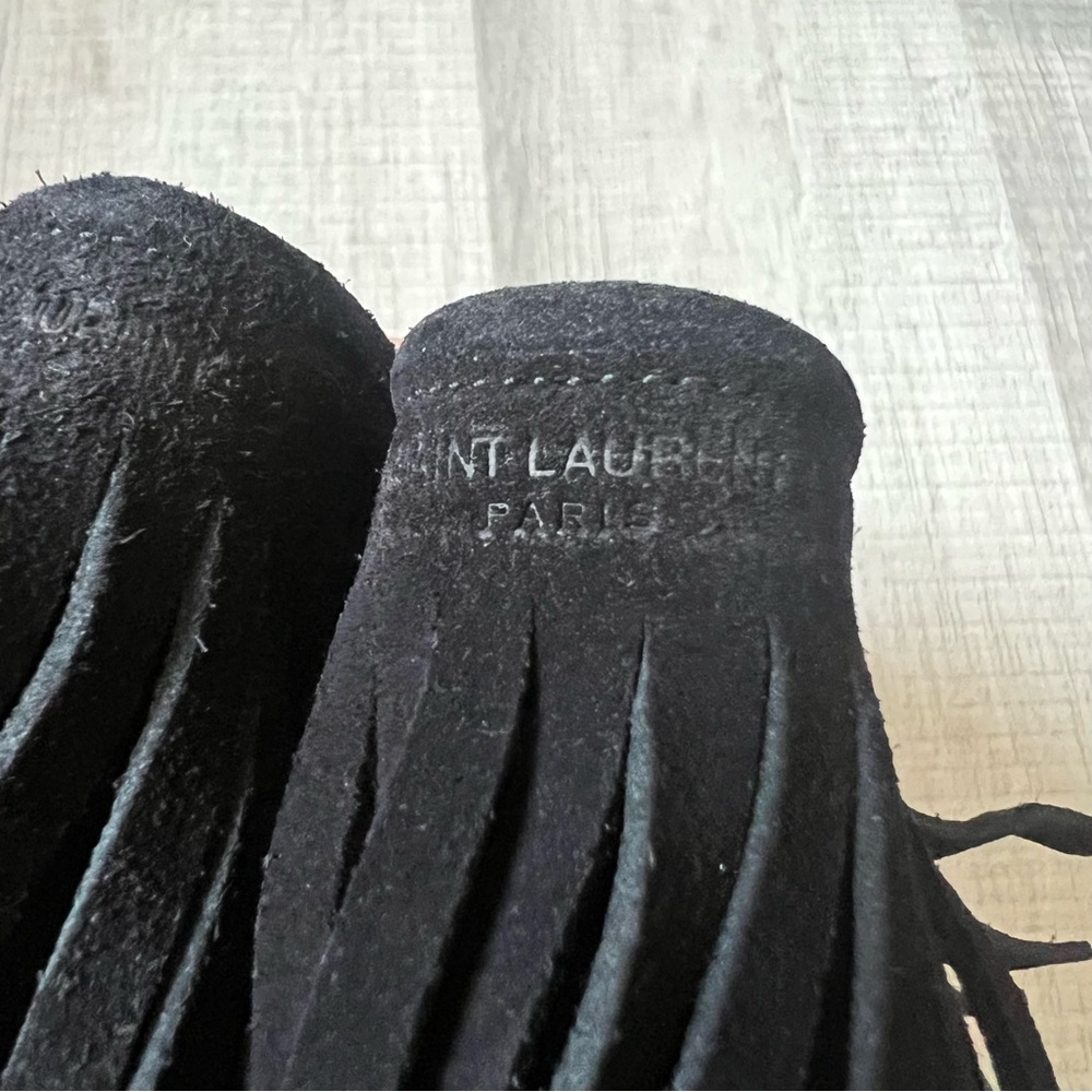 NEW SAINT LAURENT Fringe Suede Espadrille Black Desert Boots Size 36 - Picture 15 of 16